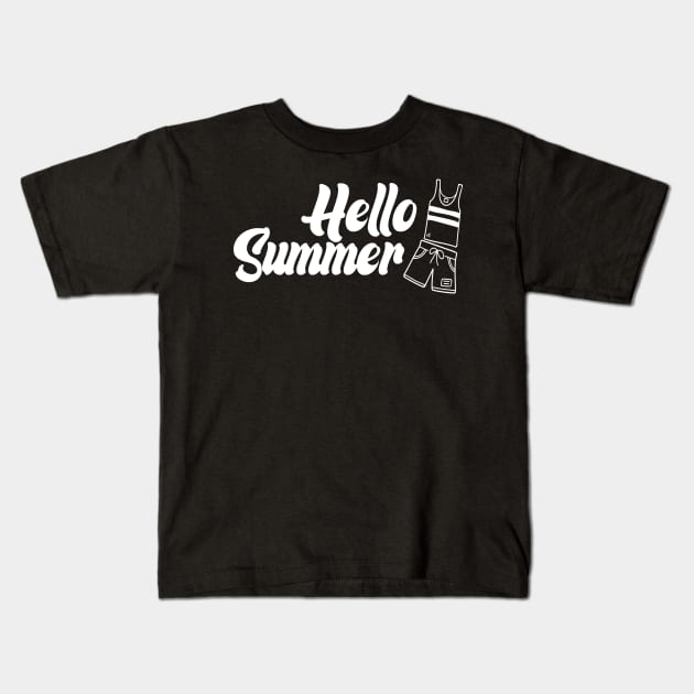 summer time vocation gifts design   hello summer for travel beach and surfing Kids T-Shirt by monami